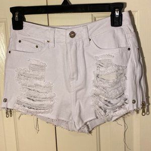 White Ripped Jean Shorts New W/o Tags